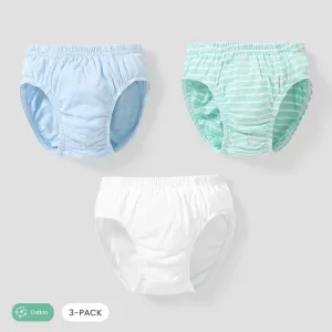 3pcs Toddler/Kid Boy Solid Color and Plaid Basic Underwear Set #1193944