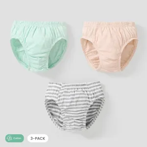 3pcs Toddler/Kid Boy Solid Color and Plaid Basic Underwear Set #1193949