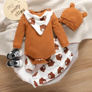 4pcs Baby Boy/Girl Animal Pattern Bear Long Sleeves Sets #1062211