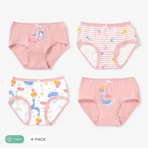 4pcs Kid Girl 3D Hyper-Tactile Cotton Cute Animal Print Underwear Set #1189006