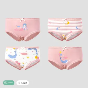 4pcs Kid Girl 3D Hyper-Tactile Cotton Cute Animal Print Underwear Set #1189007