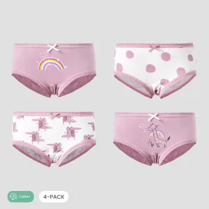 4pcs Kid Girl 3D Hyper-Tactile Cotton Cute Animal Print Underwear Set #1189014