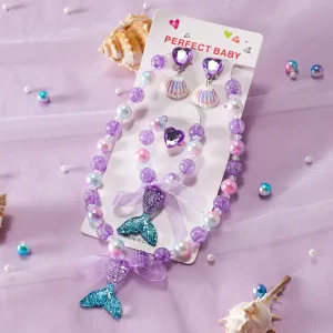 5-pack Toddler/Kid Mermaid Tail Pearl Necklace Jewelry