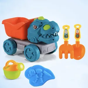 5pcs Beach Toys for 3+, Sand Bucket, Dinosaur Engineering Car, Shovel, Showerhead Tool for Toddlers/Kids Girls Boys (Color Random) #1058788