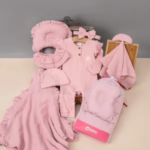 7pcs 100% Cotton Newborn Gift Set for Baby Girl (Pink) #1044352