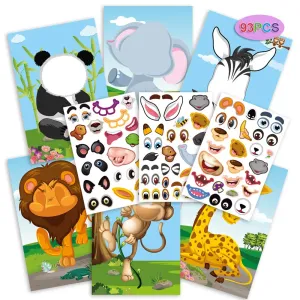 9pcs Cartoon Stickers for Kids Crafts, Dinosaur Elephant Panda Face Changing Princess Dress Up Sticker #1053211