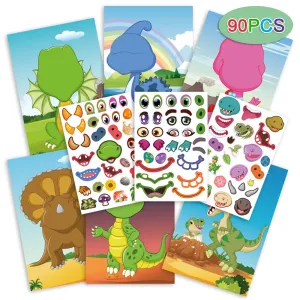 9pcs Cartoon Stickers for Kids Crafts, Dinosaur Elephant Panda Face Changing Princess Dress Up Sticker #1053212