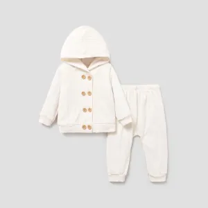 Baby Girl/Boy Casual Solid Color Long Sleeve Hooded Set #1164163
