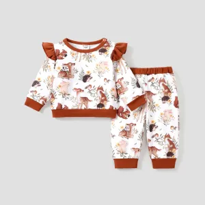 Baby Girl Childlike Animal Pattern Flutter Sleeve #1091104