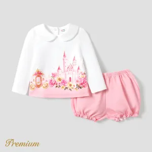 Baby Girl Elegant Castle floral Cotton Set or Jumpsuit