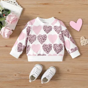 Baby Girl Heart Leopard Print Denim Jeans/ Sweatshirt