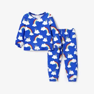 Baby/Toddler Girl/Boy Casual Rainbow Pattern Zipper Pajama #1213167