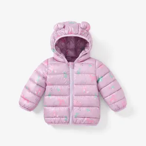 Baby/Toddler Girl Childlike 3D Ear Design Unicorn Hooded Winter Coat #1068949