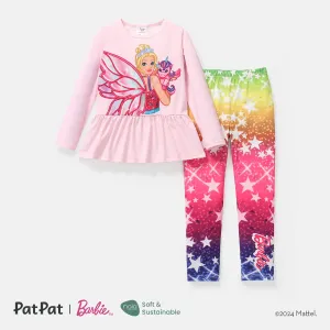 Barbie 2pcs Kid Girl Character Print Long-sleeve Tee and Star Print Leggings Set #753630