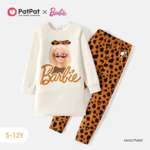Barbie 2pcs Kid Girl Character Print Sweatshirt and Leopard Print Leggings Set #209016