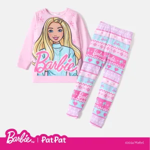 Barbie 2pcs Kid Girl Christmas Snowflake Print Sweatshirt and Elasticized Pants Set #210448