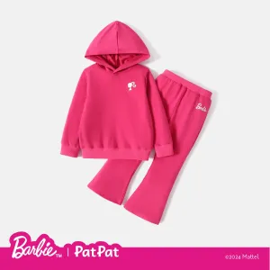 Barbie 2pcs Toddler Girl Character Print Pink Hoodie Sweatshirt and Flared Pants Set