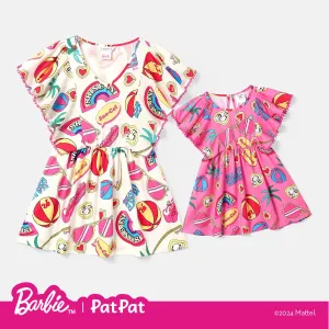 Barbie Mommy and Me Allover Ball Print Flutter-sleeve Tops #1043593