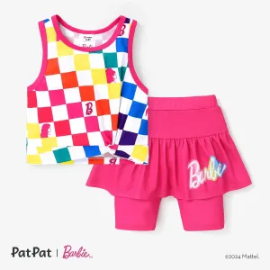 Barbie Toddler/Kid Girl 2pcs Colorful Grid pattern Tank top and Leggings set #1323749