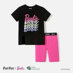 Barbie Toddler/Kid Girl 2pcs Sporty Letter Print Short-sleeve Cotton Tee and Leggings Set #910276