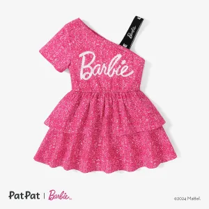 Barbie Toddler/Kid Girls 1pc One shouder desgin multi-layer Dress