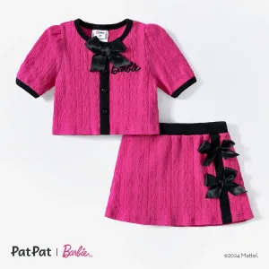 Barbie Toddler/Kids Girls 2pcs Tweed Bowknot Dress Set