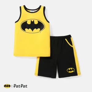 Batman 2pcs Kid Boy Cotton Tank Top and Colorblock Shorts Set #720622