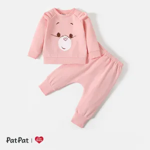Care Bears 2pcs Baby Boy/Girl Bear Ears Detail Long-sleeve Graphic Sweatshirt and Sweatpants Set #209307