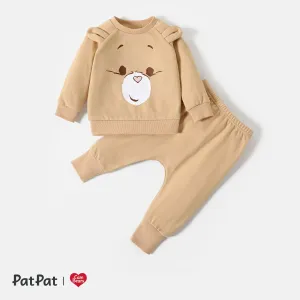 Care Bears 2pcs Baby Boy/Girl Bear Ears Detail Long-sleeve Graphic Sweatshirt and Sweatpants Set #209316