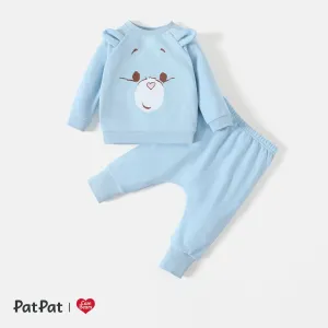 Care Bears 2pcs Baby Boy/Girl Bear Ears Detail Long-sleeve Graphic Sweatshirt and Sweatpants Set #211641