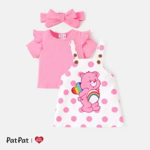 Care Bears Baby/Toddler Girl 3pcs Naiaâ¢ Flutter-sleeve Ribbed Top & Slip Dress & Headband Set #1200913