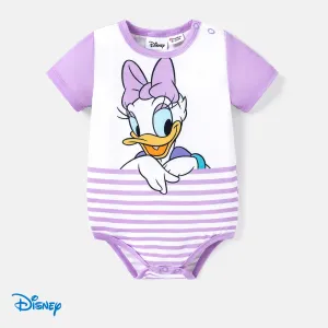 Disney Mickey and Friends Baby Boy/Girl Spliced Short-sleeve Graphic Striped Naiaâ¢ Romper #925164