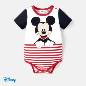 Disney Mickey and Friends Baby Boy/Girl Spliced Short-sleeve Graphic Striped Naiaâ¢ Romper #925169