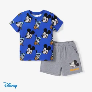 Disney Mickey and Friends 2pcs Toddler Boy/Girl Naiaâ¢ Character All-over Stripped Print Tee and Shorts Set