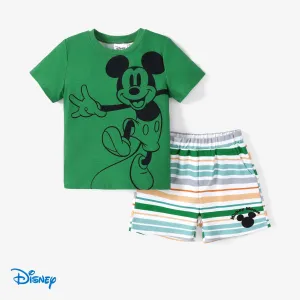 Disney Mickey and Friends 2pcs Toddler Boy/Girl Naiaâ¢ Character All-over Stripped Print Tee and Shorts Set