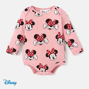 Disney Mickey and Friends Baby Girl 100% Cotton Character Print Long-sleeve Bodysuit #1035526