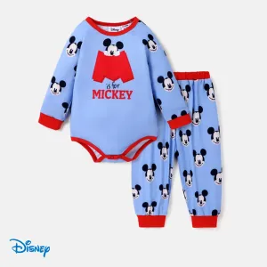 Disney Mickey and Friends Baby Girl/Boy 2pcs Character Print Long-sleeve Onesies and Pants Set #1062730