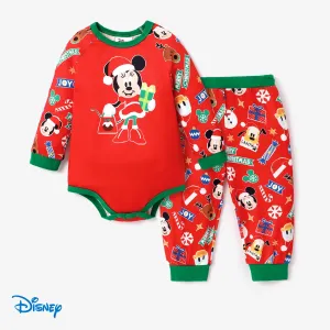 Disney Mickey and Friends Christmas Baby Girl/Boy 2pcs Character Print Onesies and Pants Set #1080397