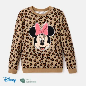 Disney Mickey and Friends Family Matching Letter & Leopard Print Long-sleeve Tops #1067379