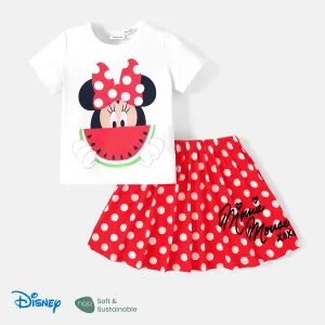 Disney Mickey and Friends Toddler Girl 2pcs Character Print Short-sleeve Tee and Naiaâ¢ Polka Dots Skirt Set #1034944