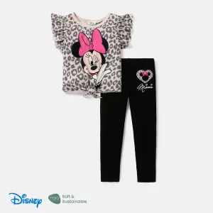Disney Mickey and Friends Toddler/Kid Girl 2pcs Naiaâ¢ Leopard Character Print Flutter-sleeve Tee and Pants Set #1048904