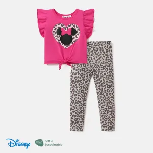 Disney Mickey and Friends Toddler/Kid Girl 2pcs Naiaâ¢ Leopard Character Print Flutter-sleeve Tee and Pants Set #1048909