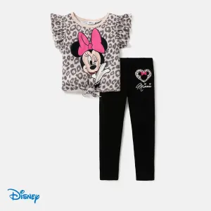 Disney Mickey and Friends Toddler/Kid Girl 2pcs Naiaâ¢ Leopard Character Print Flutter-sleeve Tee and Pants Set #1230592