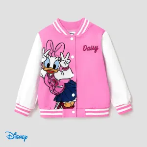 Disney Mickey and Friends Toddler/Kids Girl Letter Print Colorblock Lightweight Bomber Jacket #1166371