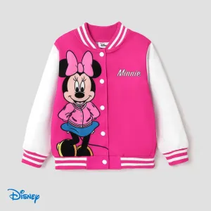 Disney Mickey and Friends Toddler/Kids Girl Letter Print Colorblock Lightweight Bomber Jacket #1166381