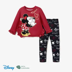 Disney Mickey and Minnie Toddler/Kids Girls Mother's Day 2pcs Character Heart Pattern Top with Leggings Set #1317335
