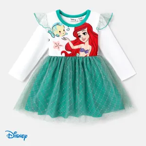 Disney Princess Baby/Toddler Girl Character Print Long-sleeve Mesh Overlay Dress #1054062