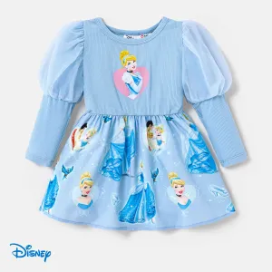 Disney Princess Baby/Toddler Girl Character Print Mesh Puff-sleeve Dress #1062606