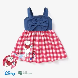Disney Winnie the Pooh 1pc Baby/Toddler Girl Bowknot Design Plaid/Floral pattern Dress