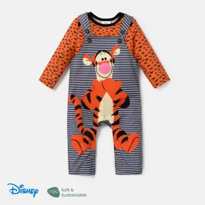 Disney Winnie the Pooh Baby Boy 2pcs Naiaâ¢ Allover Print Long-sleeve Bodysuit and Striped Suspender Jumpsuit Set